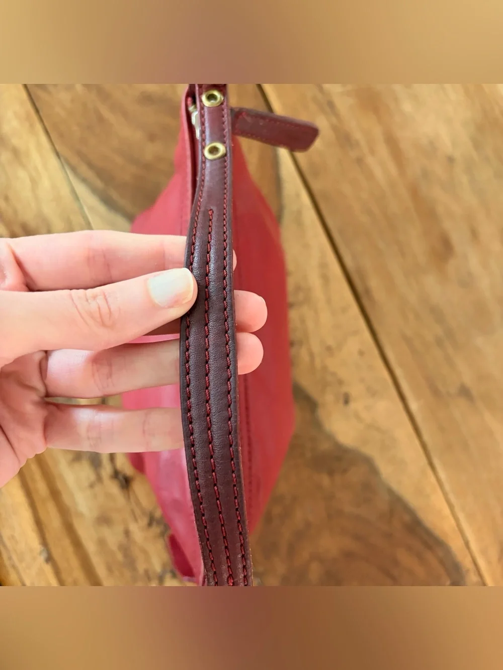 Vintage Coach Coach 9844 Demi Hobo Baguette Shoulder Bag Red Leather